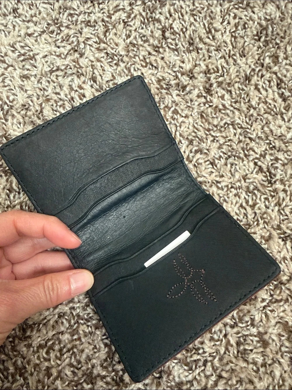 Justin Boots Brown Tooled Leather RFID Card Holder with Stud Accents